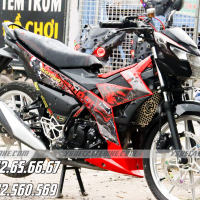 Tem xe Satria  đỏ đen Samurai S_5590